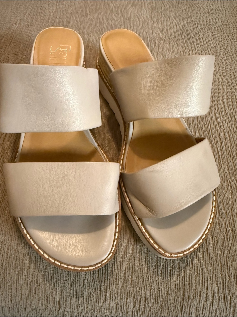 Franco Sarto Women’s Double-Band Slide Sandals in Light Beige